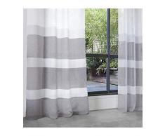 HomeMaison Voilage avec Larges Rayures à Galon fronceur, Polyester, Anthracite, 240x140 cm