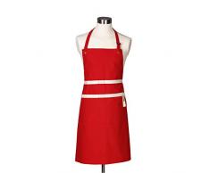 Le Creuset Tablier avec Poches, Boucle et Système de Tension des Sangles, Taille unique, Rouge-cerise, Coton
