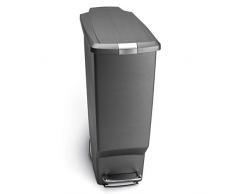 simplehuman, poubelle Ã©troite Ã pÃ©dale, plastique gris, 40 litres