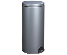 Poubelle à Pédale, 30 L, Gris/Argent/Vernis