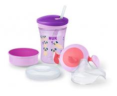 NUK Kit 3-en-1 Tasse dâApprentissage pour BÃ©bÃ© avec Trainer Cup (6+ M), une Tasse 360Â° Magic Cup (8+ M) et une Tasse pour Enfant Action Cup (12+ M) | 230 ml | sans BPA | Carlin (Violet)