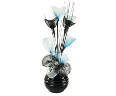 Flourish 813 Vase 791117 Vaporisé à Main Bleu Sarcelle/Noir avec Mini Fleur en Maille filetée Noir