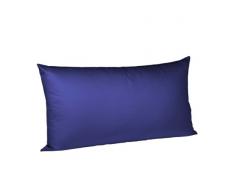 Fleuresse 9100-941 Taie doreiller zippÃ©e 100Â % Satin de Coton mako Noir 40 x 40 cm, Satin mako, Bleu, 40 cm x 80 cm