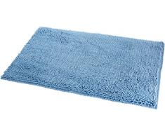 AmazonBasics Tapis de bain antidérapant à poils longs en microfibre, 0,53 x 0,86 m, Bleu lac