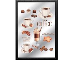 Empireposter Imprimé Miroir Mural avec Cadre en Plastique façon Bois Noir, Motifâ¯: Assortis, Motifâ¯: Café, Taille (cm)â¯: Environ 20 x 30