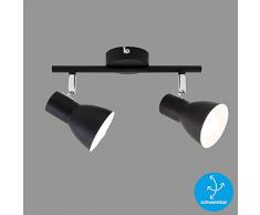 Briloner Leuchten 2860-025 Plafonnier, Applique, Spots Orientables et Pivotants, 2X E14, Max. 25 Watt, Rétro, Noir, 275x80x150mm (LxLxH)