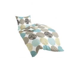 Bierbaum 6383_02 Dessin Parure de lit en Satin de Coton mako Turquoise (02), Satin, Multicolore, 155 cm x 220 cm