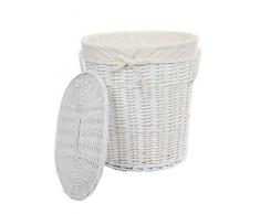 dvier VWWK-08WOval-a Panier Ã Linge en Osier Blanc Ovale avec Housse de Couvercle poignÃ©es de poignÃ©e, L x P x H 37 x 26 x 48 cm