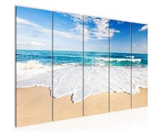 Tableau decoration murale Plage de la mer 200 x 80 cm - XXL Impression sur Toile Salon Appartment 5 Parties - prêt à accrocher - 607355c