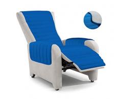 ELEGANT PO-REC-Grigio Chiaro Housse de Fauteuil inclinable matelassé, Gris Clair/Bleu Royal, Microfibre, Standard