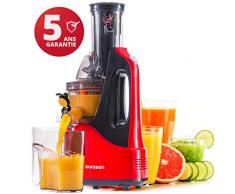 Extracteur de Jus OURSSON Extracteur à Jus de Fruits et Légumes Grande Vertical Presse à Froid à Pression Lente mit Funktion Inverse & Moteur Silencieux Jus Tasse | Brosse Sans BPA 240W (Rouge)