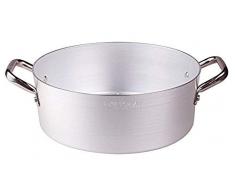 Pentole Agnelli Casserole Basse en Aluminium dotÃ©e de 2 poignÃ©es en Acier Inoxydable - argentÃ© 38Â cm Argent