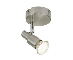 Briloner Leuchten 2907â012Â A +, Projecteur, lampe LED, Applique murale, couverture, mÃ©tal, 3Â W, nickel mat, 8Â x 8Â x 10Â cm