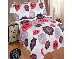 ForenTex M-2633 Couvre-lit réversible pour lit de 135 cm Motif Cousu Printemps/été Rouge 230 x 260 cm