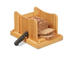 Relaxdays 10027486, trancheuse, planche a découper pain manuel bambou, ramasse-miettes, nature