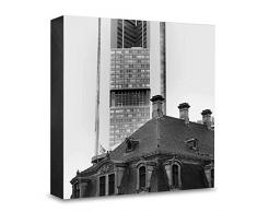 COGNOSCO HG-F111 Tableau Mural en Bois avec Photo darchitecture Frankfurt Noir/Blanc 15 x 15 cm