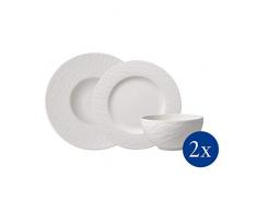 Villeroy & Boch 10-4240-8950 Manufacture Rock Blanc Base 6 pièces, Ensemble de Vaisselle en Porcelaine Premium, pâtes, Assiettes, 2X Bols