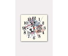 Bonamaison Horloge Murale en MDF, Multicolore, 30 x 30 cm