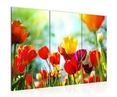 Tableau decoration murale Tulipes de fleurs 120 x 80 cm - XXL Impression sur Toile Salon Appartment 3 Parties - prêt à accrocher - 201931a