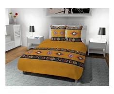 Soleil docre Aztec Parure housse de couette, Coton, Marron, 260 x 240 cm