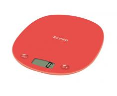 Terraillon Balance de Cuisine, Tare, Conversions Liquides, Poignée intégrée, Portée 3 kg, Macaron One Ruby, Corail