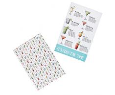Kitchencraft Cocktail Menu 100% Imprimé Recette torchons, 70 x 47 cm (Lot de 2), Coton, Multi/Couleur, 46 x 0.1 x 69.5 cm