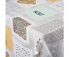 Venilia ZÃNITUDE Nappe Harmony Linge de Table Toile cirÃ©e Maintenance rÃ©duite hydrophobes, Polyester, PVC, carrÃ©, x 140Â cm, 55000, 140 x 140 cm