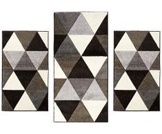 PETTI Artigiani Italiani - Tapis, Tapis moderne, Tapis de salon, Tapis de chambre Ã coucher, Gris, Parure 3 piÃ¨ces