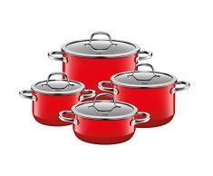 Silit 2109297093 Set de 4 Batteries de Cuisine, Ãmail, Rouge, 24 cm