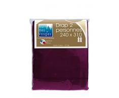 Nuit des Vosges 2108125 Cotoval Drap de Lit Uni Coton Violine 240 x 310 cm