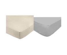 AmazonBasics Drap-Housse en Polycoton 200Â Fils CrÃ¨me 140 x 200 x 30 cm & Soleil dOcre 612825 So Drap Housse Coton 57 Fils Gris 200 x 140 cm