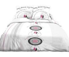 Housse de Couette 240x260 + 2 taies Pur Coton 57 Fils Dream Rose