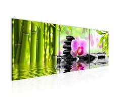 Tableau decoration murale OrchidÃ©e Feng Shui 120 x 40 cm - XXL Impression sur Toile Salon Appartment 3 Parties - prÃªt Ã accrocher - 502033a