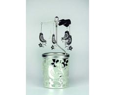 Kerzenfarm 84362 Photophore en Verre Motif Oiseau 16 x 6 x 6 cm Verre ArgentÃ© 6 cm