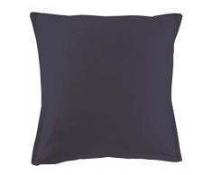 Essix - Taie doreiller Royal Line Percale de Coton Ardoise 65 x 65 cm