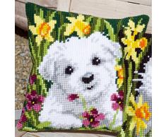 Kit coussin au point de croix Westie & jonquilles