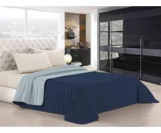 Elegant Q-2P Couette dÃ©tÃ© crÃ¨me, Double, Microfibre, Bleu foncÃ©/Gris Clair, 2 Places