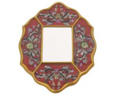 Ian Snow Miroir péruvien Peint Motif Floral Orange