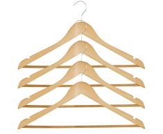 MSV 302 Lot de 4 Cintres Bois Naturel 44,5 x 1,3 x 23 cm