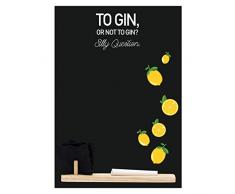 Tableaux noirs britannique Petit tableau mÃ©mo/tableau noir/tableau noir/tableau noir de cuisine avec imprimÃ© Gin Silly Question illustrations, plateau en bois, piÃ¨ce dCraie et feutre gomme Motif cabine. Gamme. Bois, Noir,