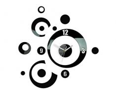 Modern Clock Planet Black Horloge Murale, RÃ©sine Acrylique, Noir, 60 x 60 cm