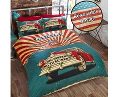 Rapport Auto Retro Housse de Couette Simple et 1Â taie doreiller de lit Parure de lit