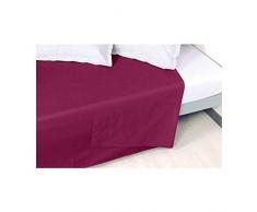 Vent Du Sud Drap Plat Uni en Coton Percale, Aubergine, 300x270 cm