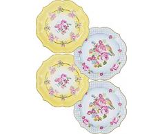 Talking Tables Truly Scrumptious Grands Plats de Service en Carton pour GoÃ»ter Festif, Mariage et FÃªte dAnniversaire, Jaune et Bleu, Chic Vintage, Dia. 31Â cm (Paquet de 4 contenant 2 modÃ¨les)