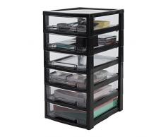 Iris Ohyama, EtagÃ¨re de bureau Ã 6 tiroirs - Smart clear Chest - SCC-600, plastique, noir/transparent, 21 L, 32 x 39 x 63