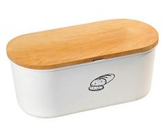 KESPER Boîte à Pain avec Planche à découper, 33.5 x 18 x 14 cm, Marron/Blanc