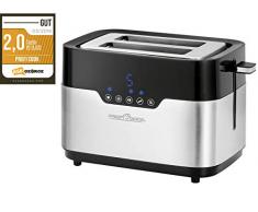 PROFI COOK PC-TA 1170 - Grille pain 2 tranches - 2 Fentes extra larges - Commande tactile - 920 Watts - Ramasse miettes - Couleur Argent et Noir