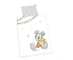 Herding Disney Mickey Mouse Parure de Lit Réversible pour Enfants, Housse de Couette 100x135 cm, Taie dOreiller 40x60 cm, Coton/Renforcé