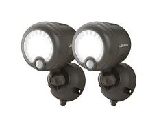 Mr. Beams MB360 X T-brn-02-01 sans fil, alimenté par piles à lâextérieur, détecteur de mouvement automatique 200 lm spot à LED, plastique, Marron, Lot de 2, Plastique, marron, Lot de 2