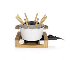 Princess Appareil à Fondue Pure Blanc-Volume 1,5L-Habillage en Bambou